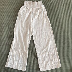 Lulu's Cream Textured Linen Pants